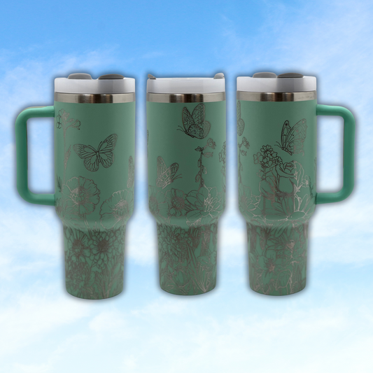 40oz Mint Butterfly Tumbler