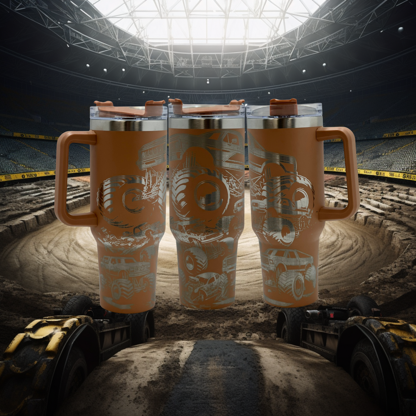 40oz Brown Monster Truck Tumbler